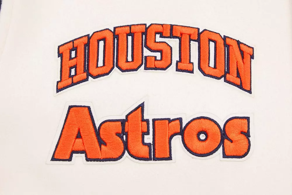 Pro Standard Men's MLB Houston Astros Retro Classic Rib Wool Varsity Jacket - Eggshell/Navy - EGGSHELL/NAVY
