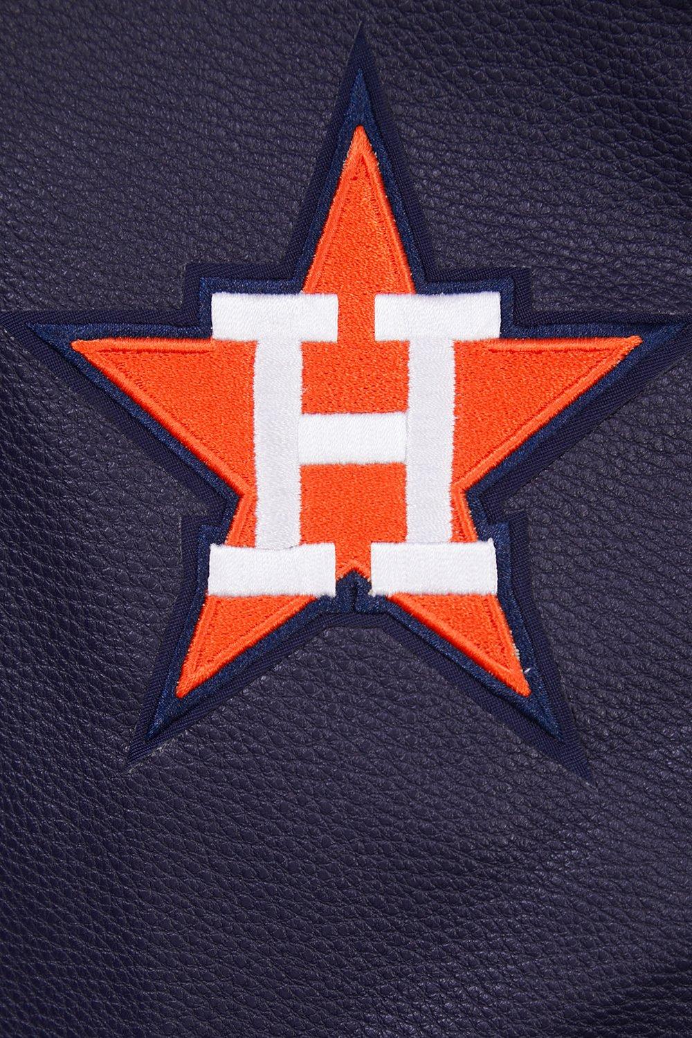 Pro Standard Men's MLB Houston Astros Retro Classic Rib Wool Varsity Jacket -Eggshell/Navy - EGGSHELL/NAVY Thumbnail View 9