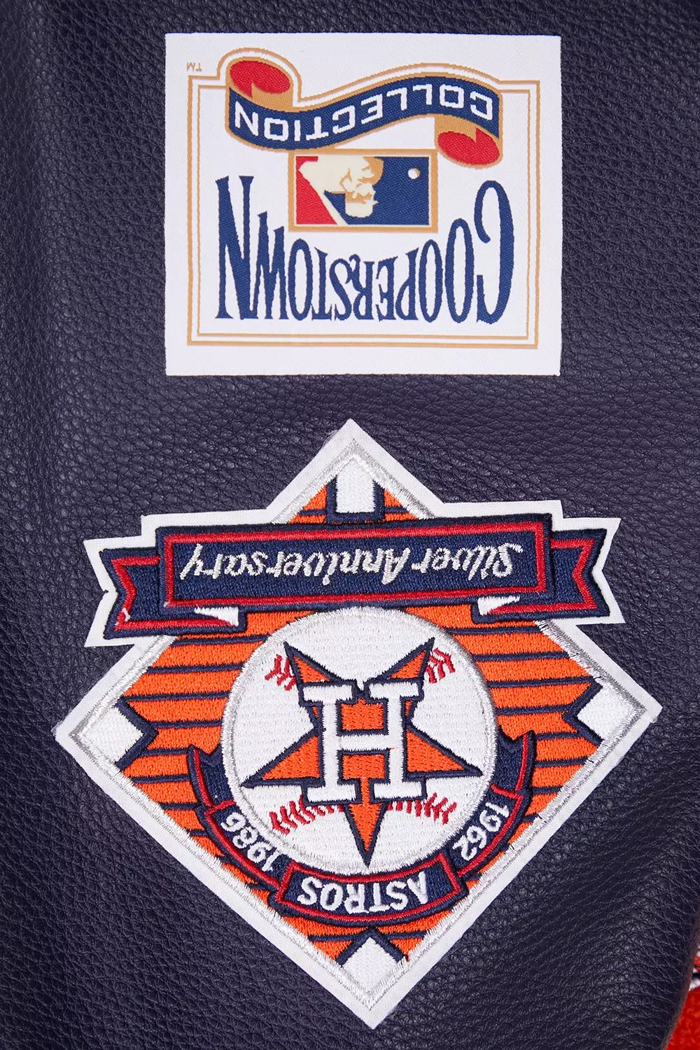 Pro Standard Men's MLB Houston Astros Retro Classic Rib Wool Varsity Jacket - Eggshell/Navy - EGGSHELL/NAVY
