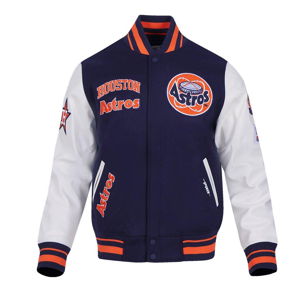 Pro Standard Men's MLB Houston Astros Retro Classic Rib Wool Varsity Jacket - Navy/Orange - NAVY/ORANGE Thumbnail View 1