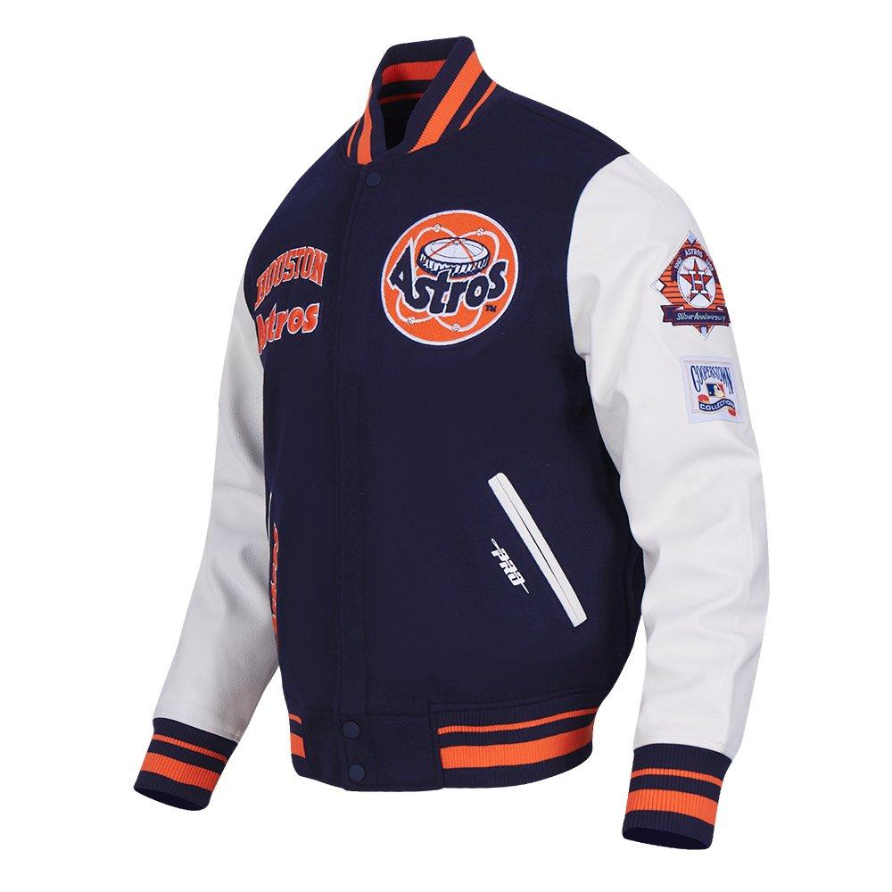 Pro Standard Men's MLB Houston Astros Retro Classic Rib Wool Varsity Jacket - Navy/Orange - NAVY/ORANGE Thumbnail View 3