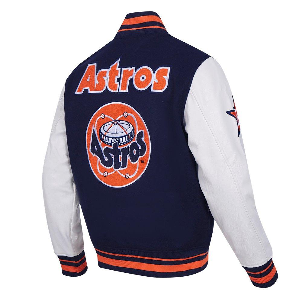 Pro Standard Men's MLB Houston Astros Retro Classic Rib Wool Varsity Jacket -Navy/Orange - NAVY/ORANGE Thumbnail View 4