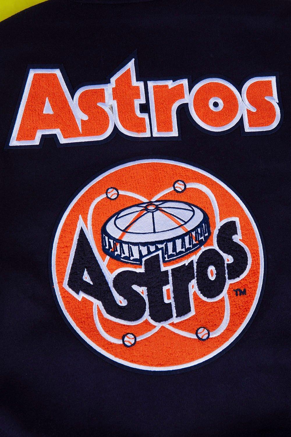 Pro Standard Men's MLB Houston Astros Retro Classic Rib Wool Varsity Jacket - Navy/Orange - NAVY/ORANGE Thumbnail View 5