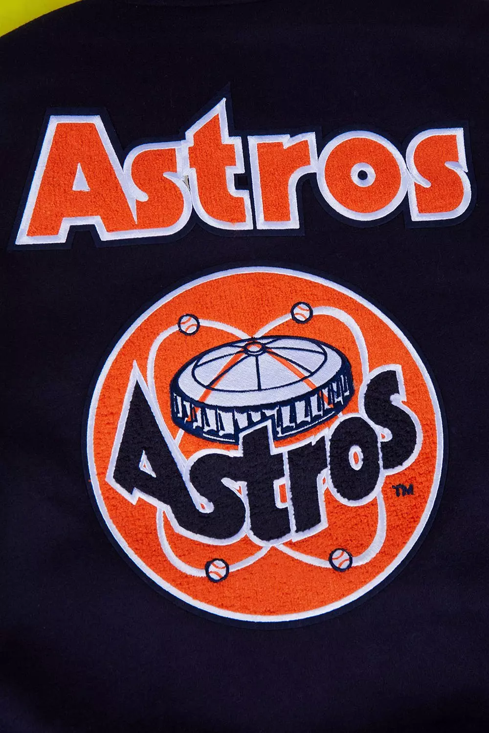 Pro Standard Men's MLB Houston Astros Retro Classic Rib Wool Varsity Jacket - Navy/Orange - NAVY/ORANGE