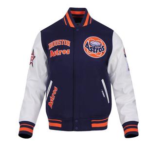 Pro Standard Men's MLB Houston Astros Retro Classic Rib Wool Varsity Jacket -Navy/Orange