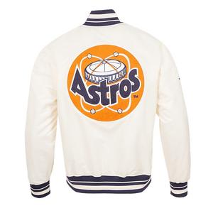 Pro Standard Men's MLB Houston Astros Retro Classic Rib Satin Jacket -Eggshell/Navy