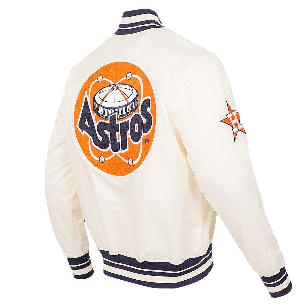 Pro Standard Men's MLB Houston Astros Retro Classic Rib Satin Jacket - Eggshell/Navy - EGGSHELL/NAVY Thumbnail View 4