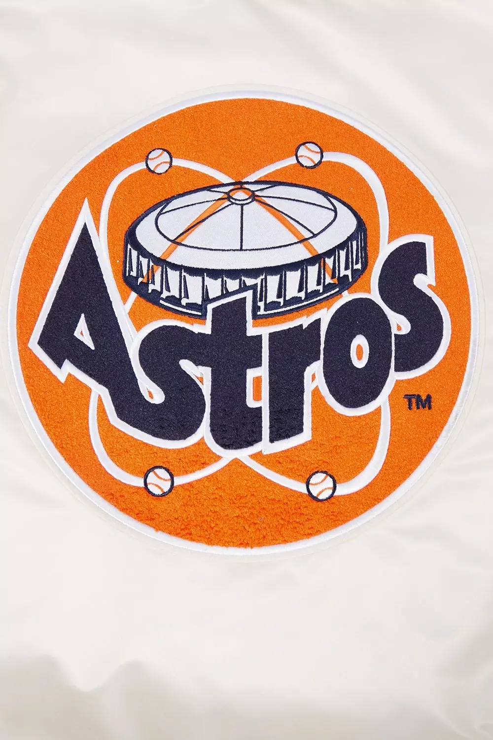 Pro Standard Men's MLB Houston Astros Retro Classic Rib Satin Jacket - Eggshell/Navy - EGGSHELL/NAVY