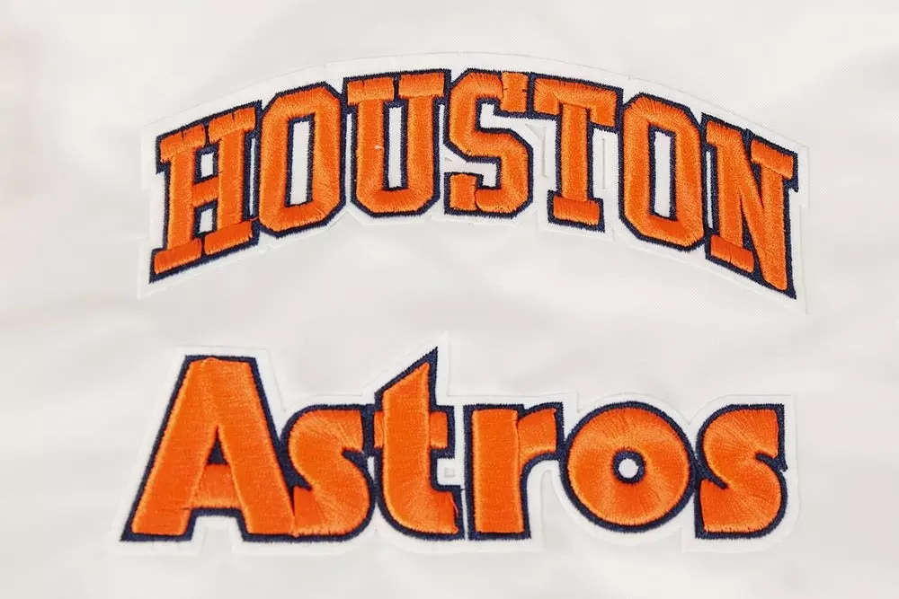 Pro Standard Men's MLB Houston Astros Retro Classic Rib Satin Jacket -Eggshell/Navy - EGGSHELL/NAVY