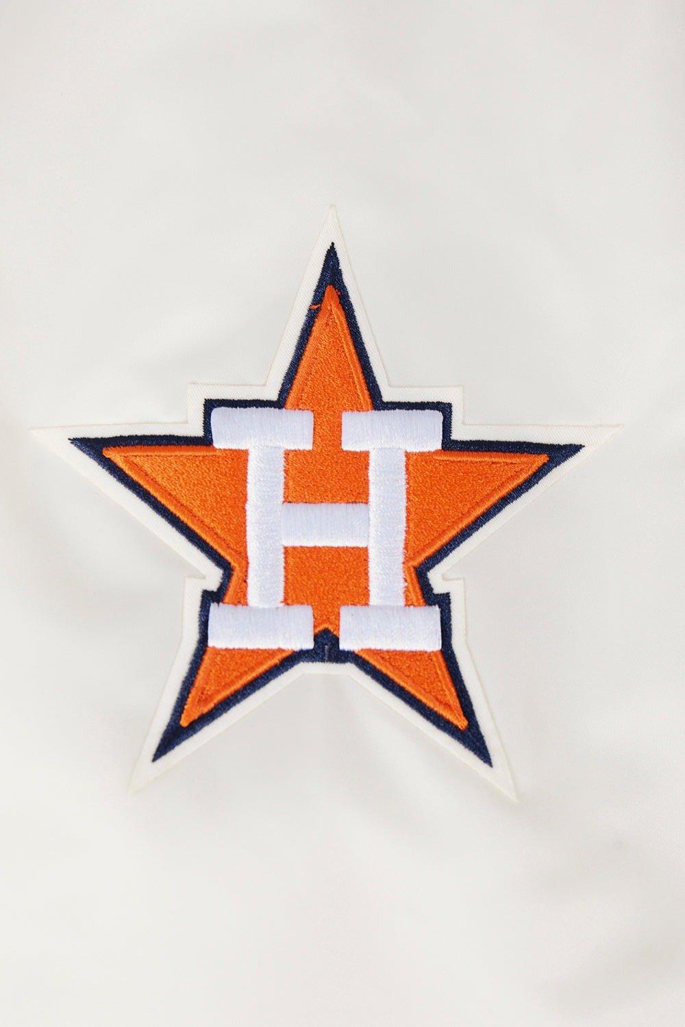 Pro Standard Men's MLB Houston Astros Retro Classic Rib Satin Jacket -Eggshell/Navy - EGGSHELL/NAVY Thumbnail View 7