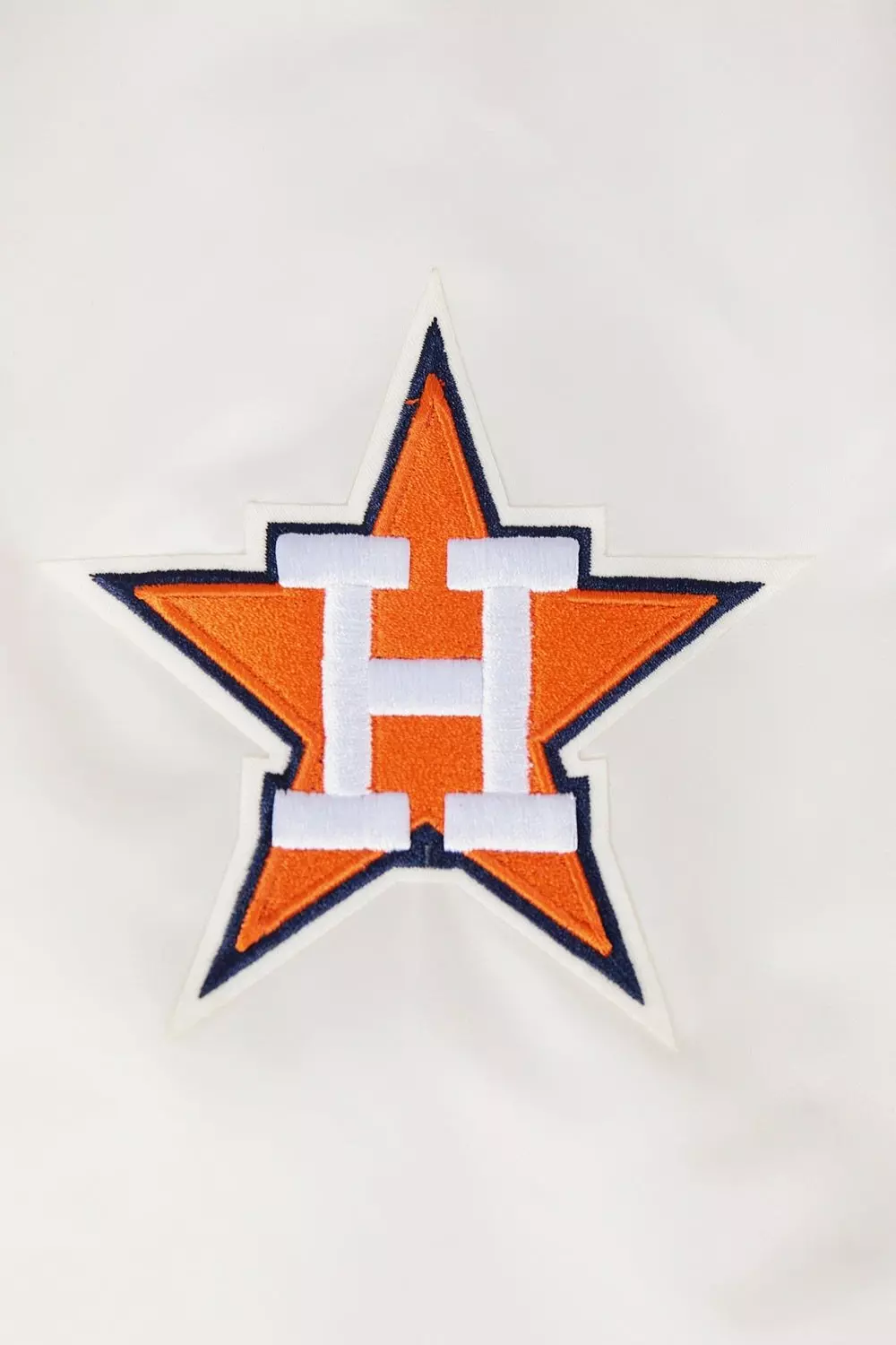 Pro Standard Men's MLB Houston Astros Retro Classic Rib Satin Jacket -Eggshell/Navy - EGGSHELL/NAVY