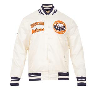Pro Standard Men's MLB Houston Astros Retro Classic Rib Satin Jacket -Eggshell/Navy