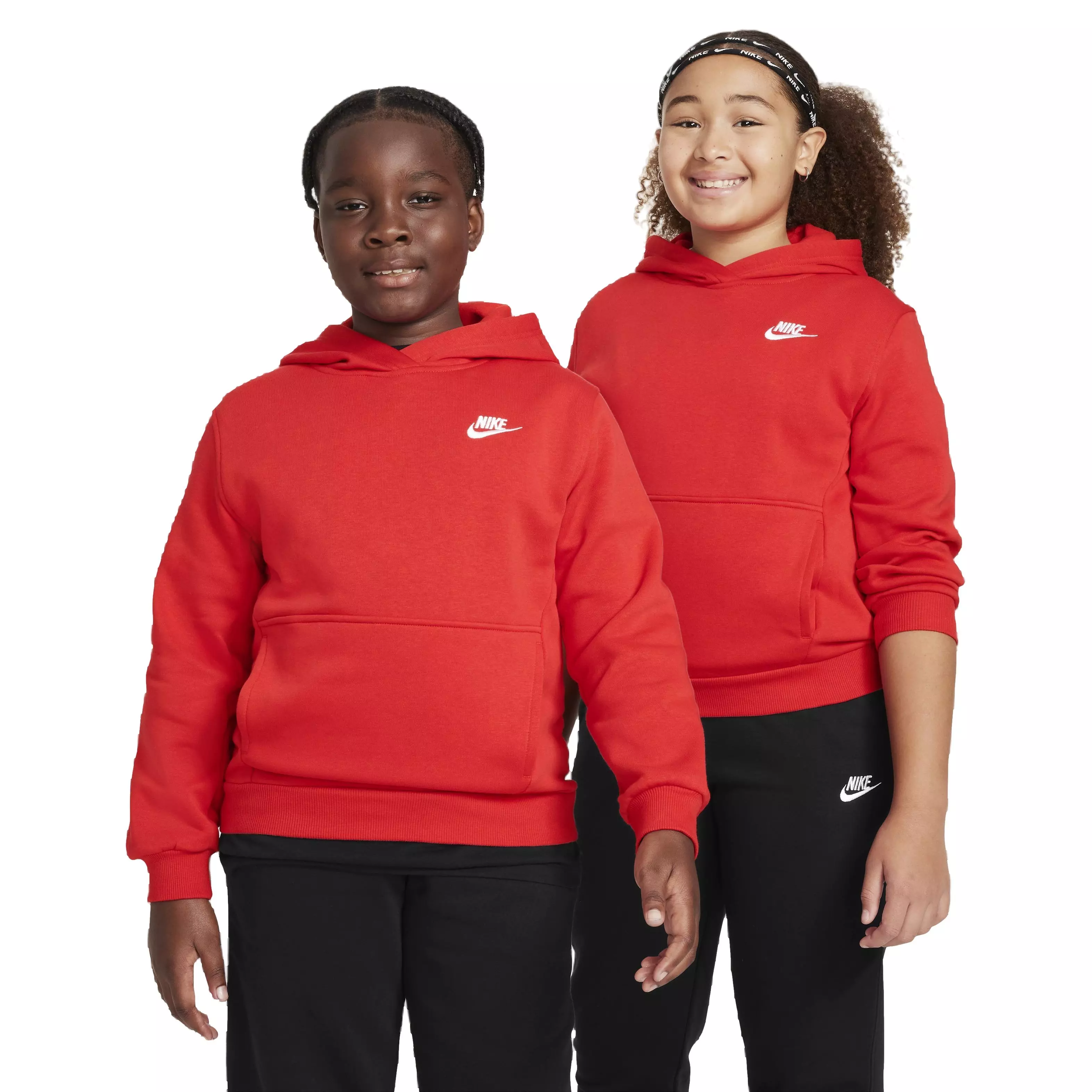 Nike Big Kids' Sportswear Club LBR Fleece Hoodie -Red - RED