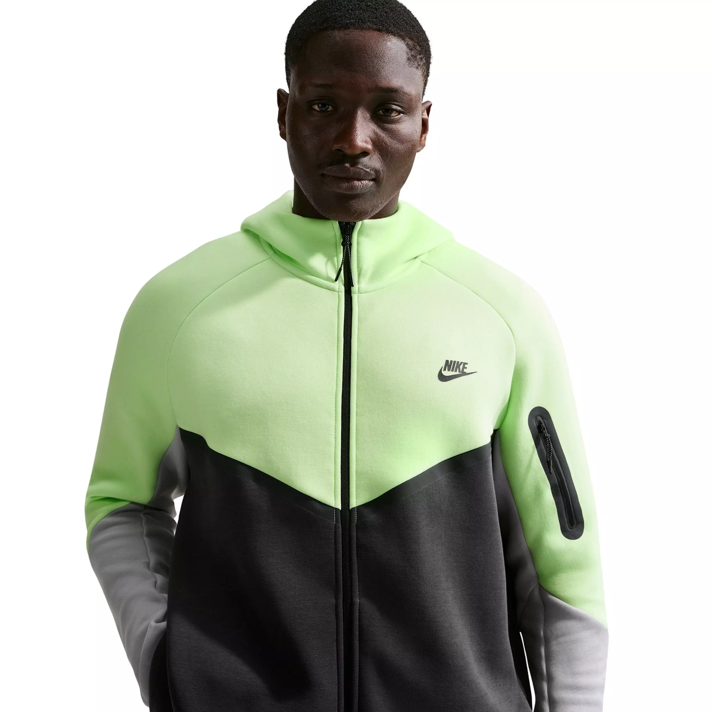 Nike Men's Tech Fleece Windrunner Full-Zip Jacket - LIME GREEN/DK GREY