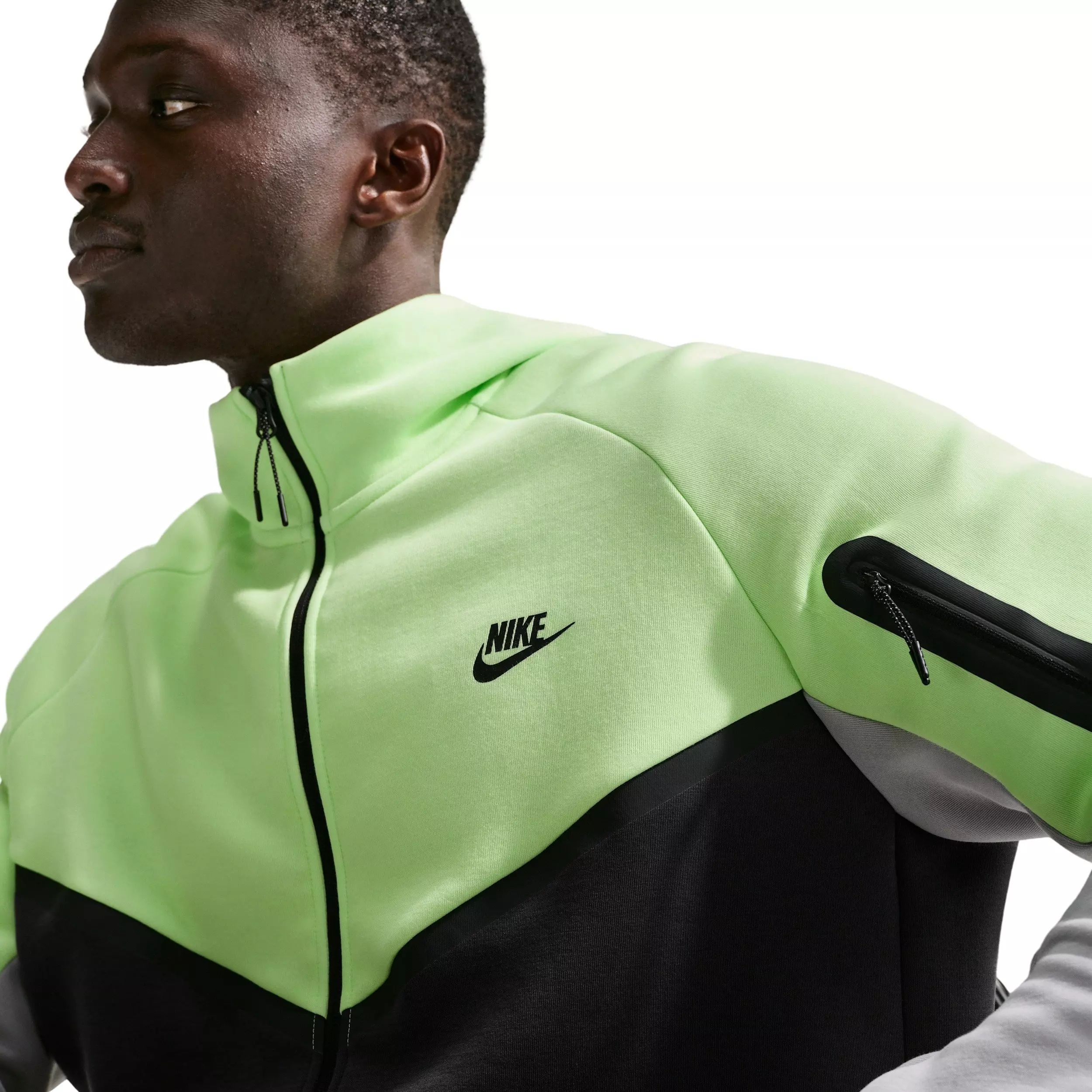 Nike Men's Tech Fleece Windrunner Full-Zip Jacket - LIME GREEN/DK GREY