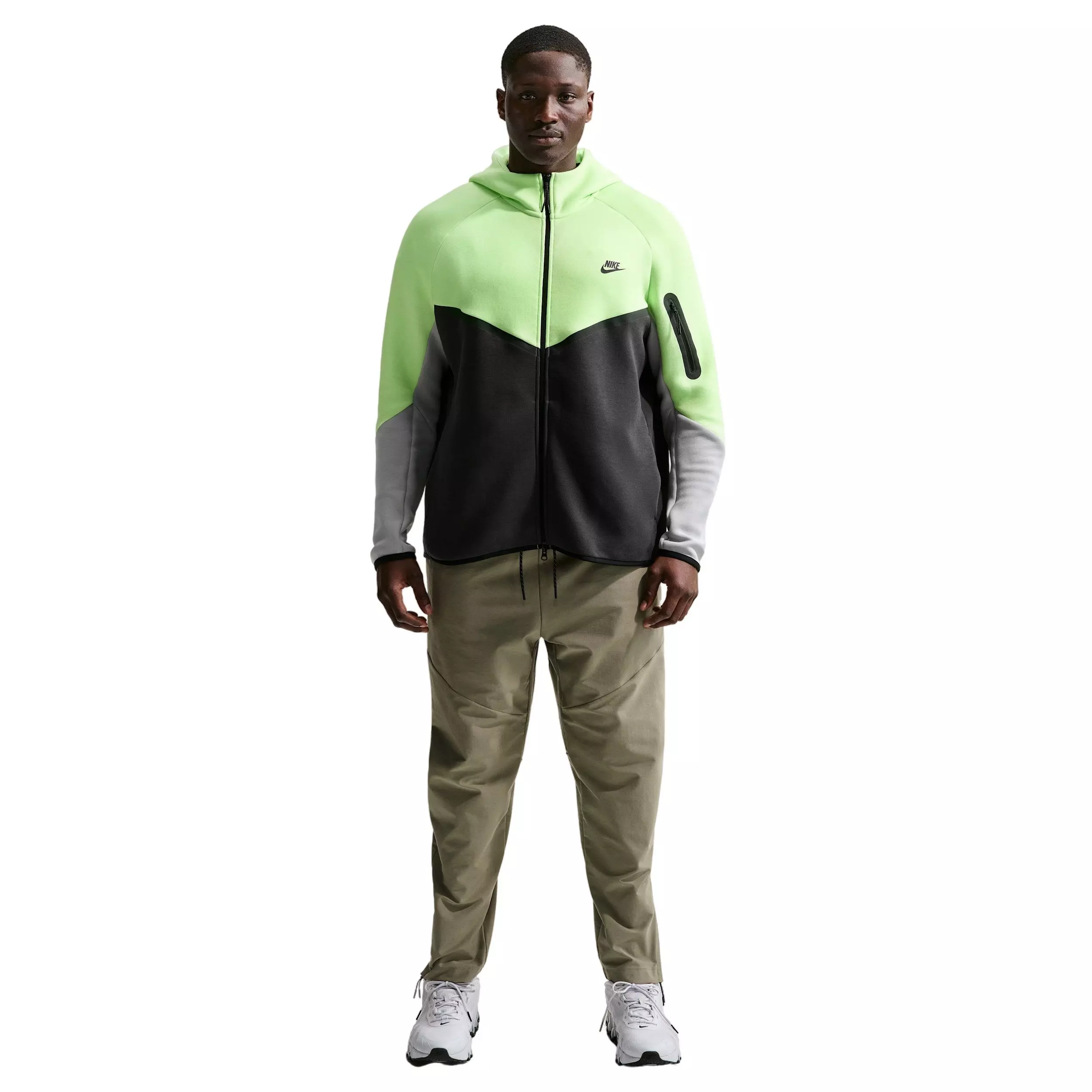 Nike Men's Tech Fleece Windrunner Full-Zip Jacket - LIME GREEN/DK GREY