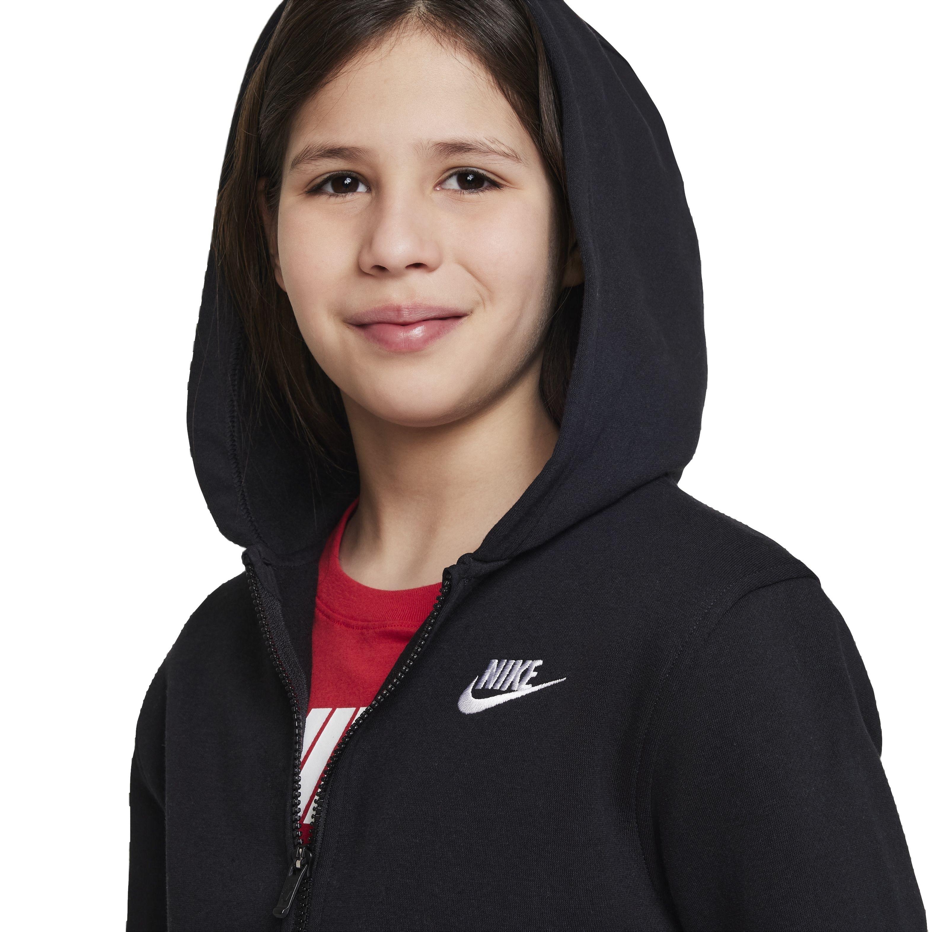 Nike Big Kids' Sportswear Club Fleece Full-Zip LS LBR Jacket - Black - BLACK Thumbnail View 3