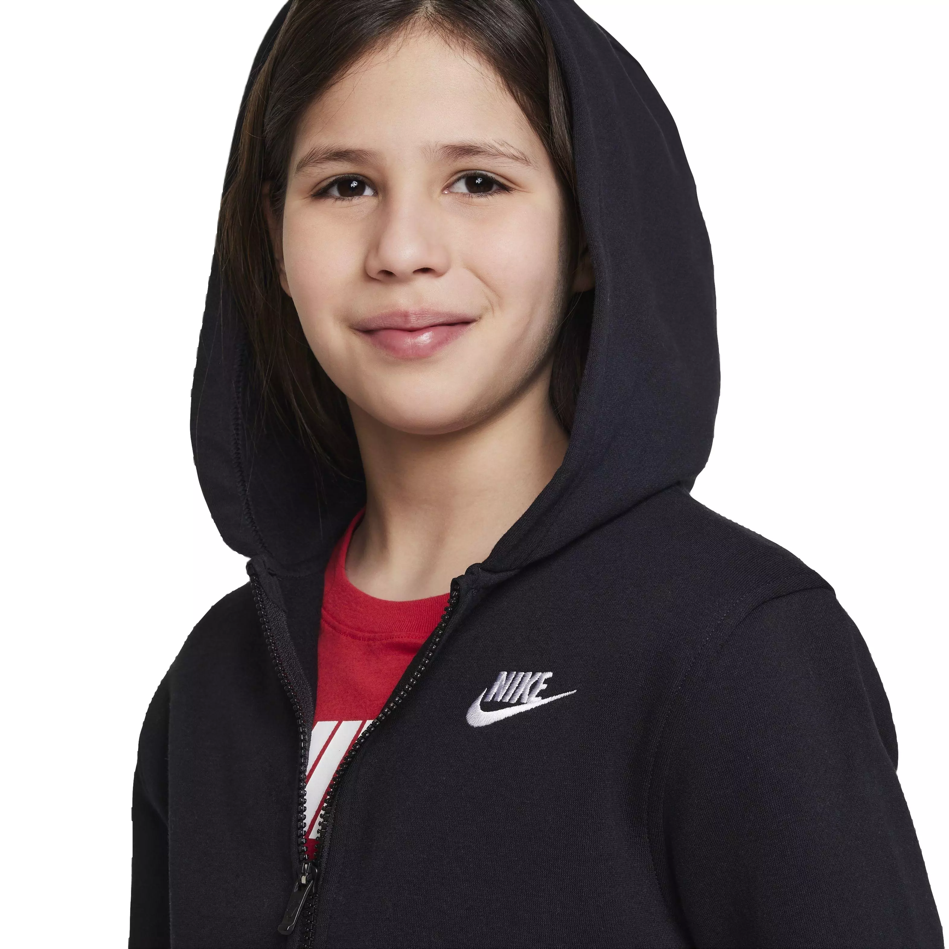 Nike Big Kids' Sportswear Club Fleece Full-Zip LS LBR Jacket - Black - BLACK