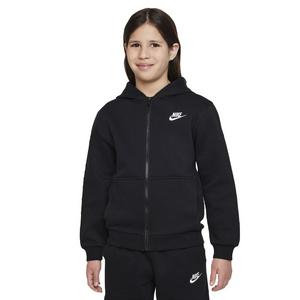 Nike Big Kids' Sportswear Club Fleece Full-Zip LS LBR Jacket -Black