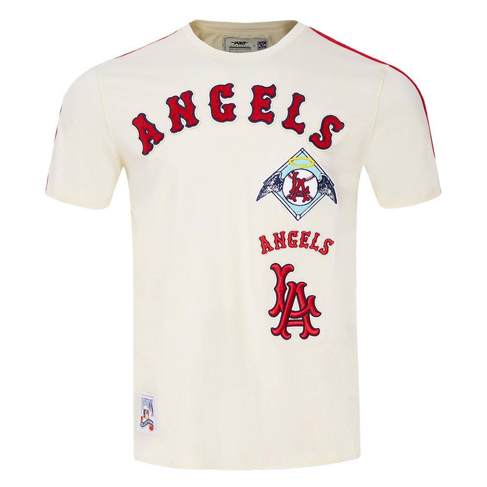 Pro Standard Men's MLB Los Angeles Angels Retro Classic Single Jersey Striped Tee -Eggshell/Red - EGGSHELL/RED Thumbnail View 1