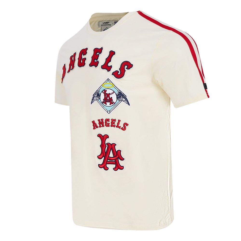 Pro Standard Men's MLB Los Angeles Angels Retro Classic Single Jersey Striped Tee -Eggshell/Red - EGGSHELL/RED Thumbnail View 3