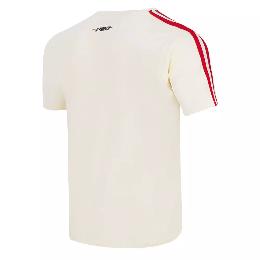 Pro Standard Men's MLB Los Angeles Angels Retro Classic Single Jersey Striped Tee -Eggshell/Red - EGGSHELL/RED