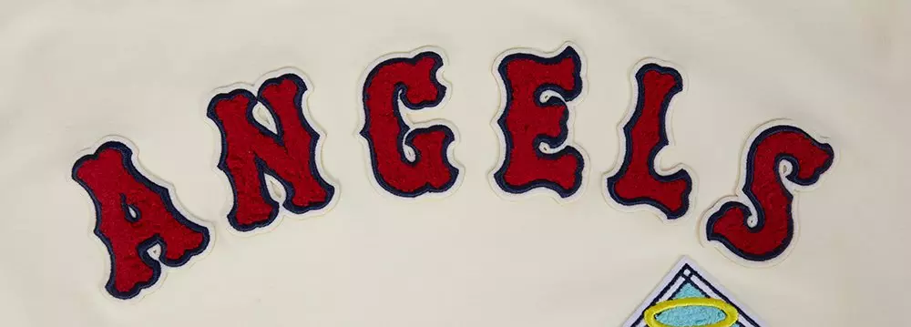 Pro Standard Men's MLB Los Angeles Angels Retro Classic Single Jersey Striped Tee -Eggshell/Red - EGGSHELL/RED