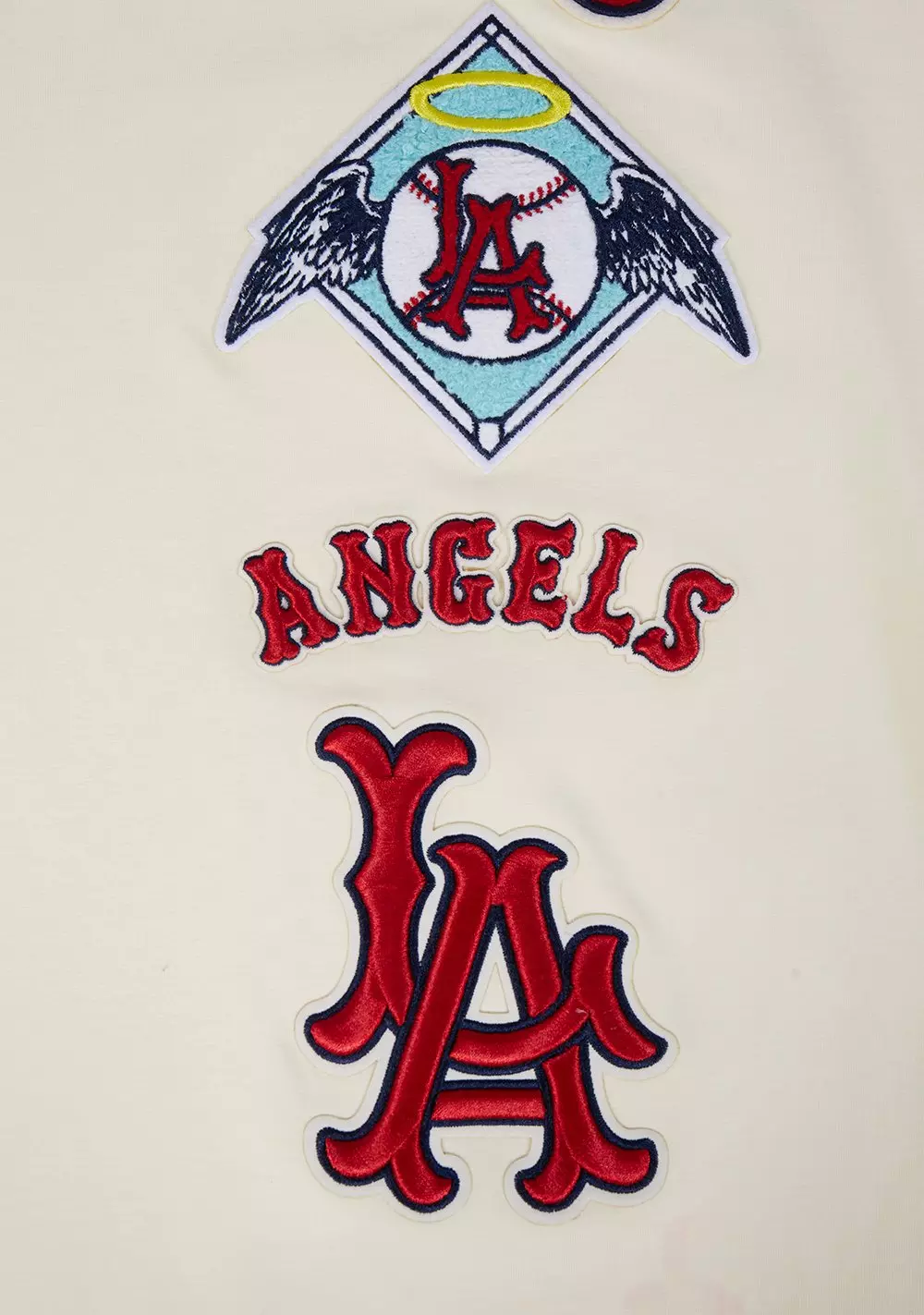 Pro Standard Men's MLB Los Angeles Angels Retro Classic Single Jersey Striped Tee -Eggshell/Red - EGGSHELL/RED