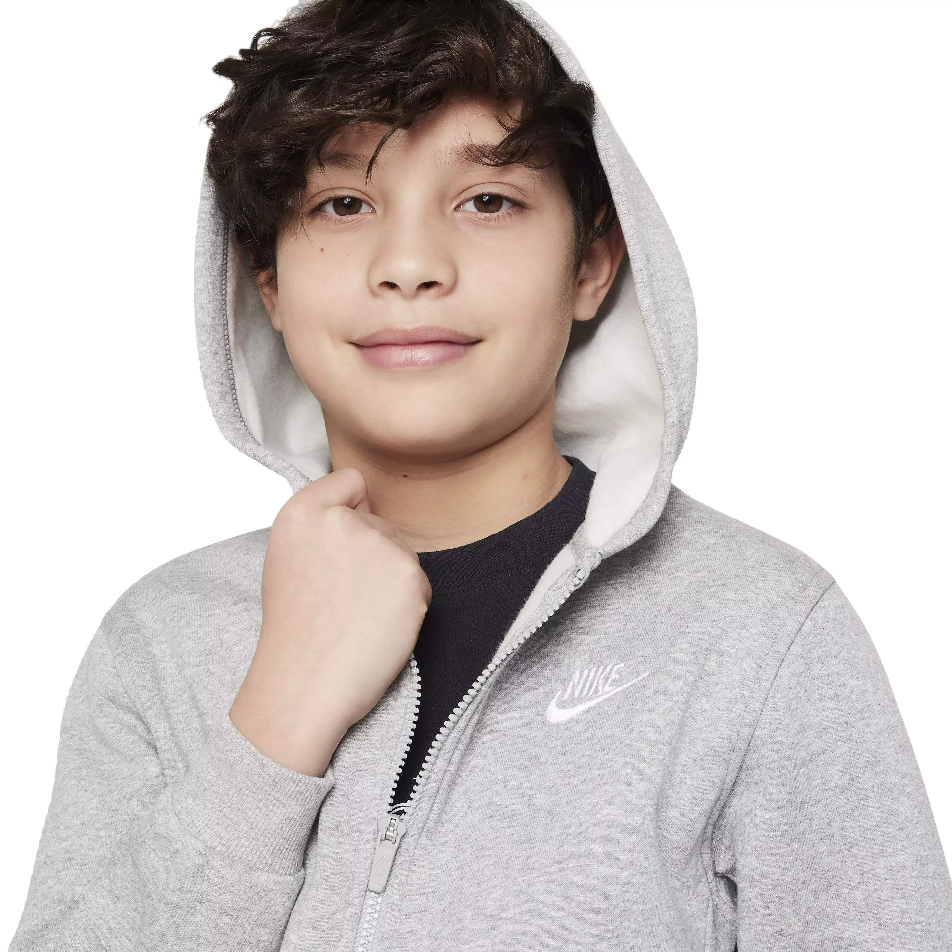 Nike Big Kids' Sportswear Club Fleece Full-Zip LS LBR Jacket -Grey - GREY