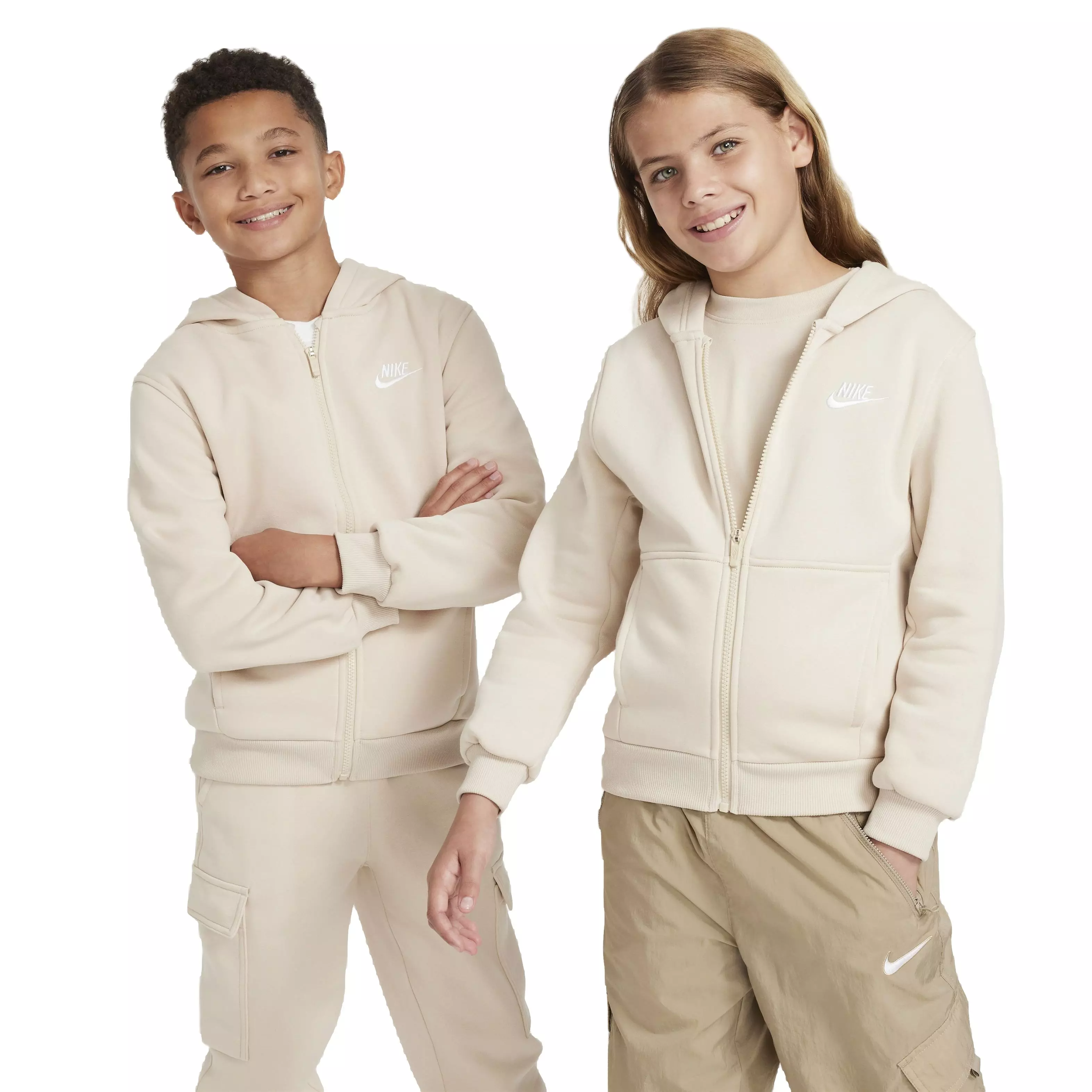 Nike Big Kids' Sportswear Club Fleece Full-Zip LS LBR Jacket -Brown - SANDDRIFT