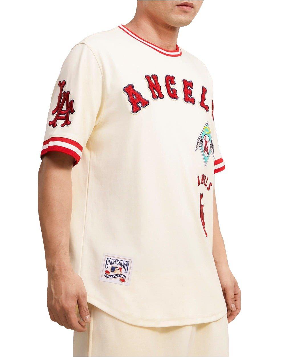 Pro Standard Men's MLB Los Angeles Angels Retro Classic Double Knit Tee -Eggshell/Red - EGGSHELL/RED Thumbnail View 3