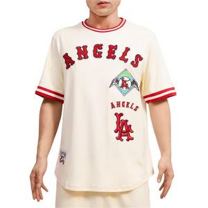 Pro Standard Men's MLB Los Angeles Angels Retro Classic Double Knit Tee -Eggshell/Red