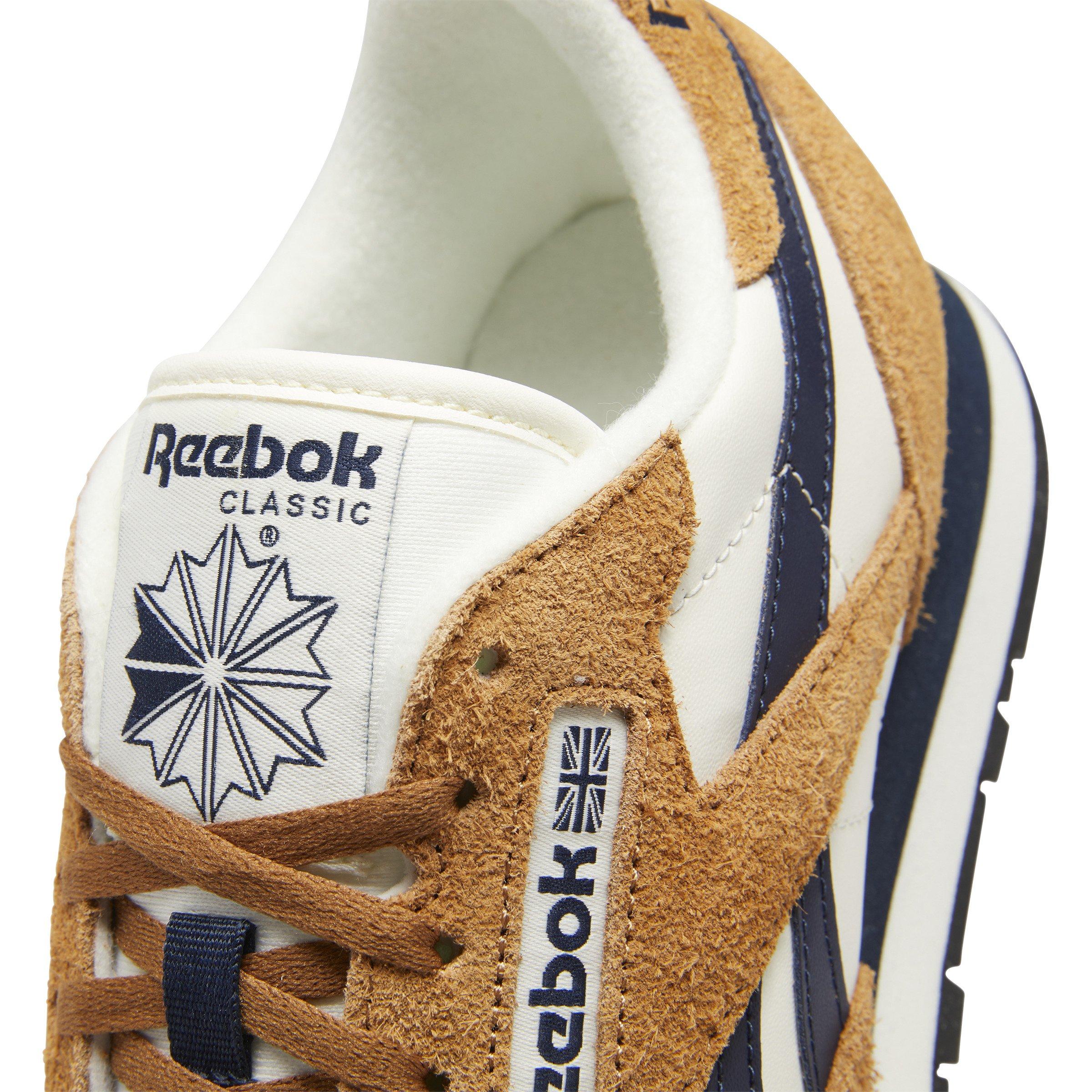  Reebok Classic Leather Chalk/Wild Brown/Vector Navy Men's 9,  Women's 10.5 Medium