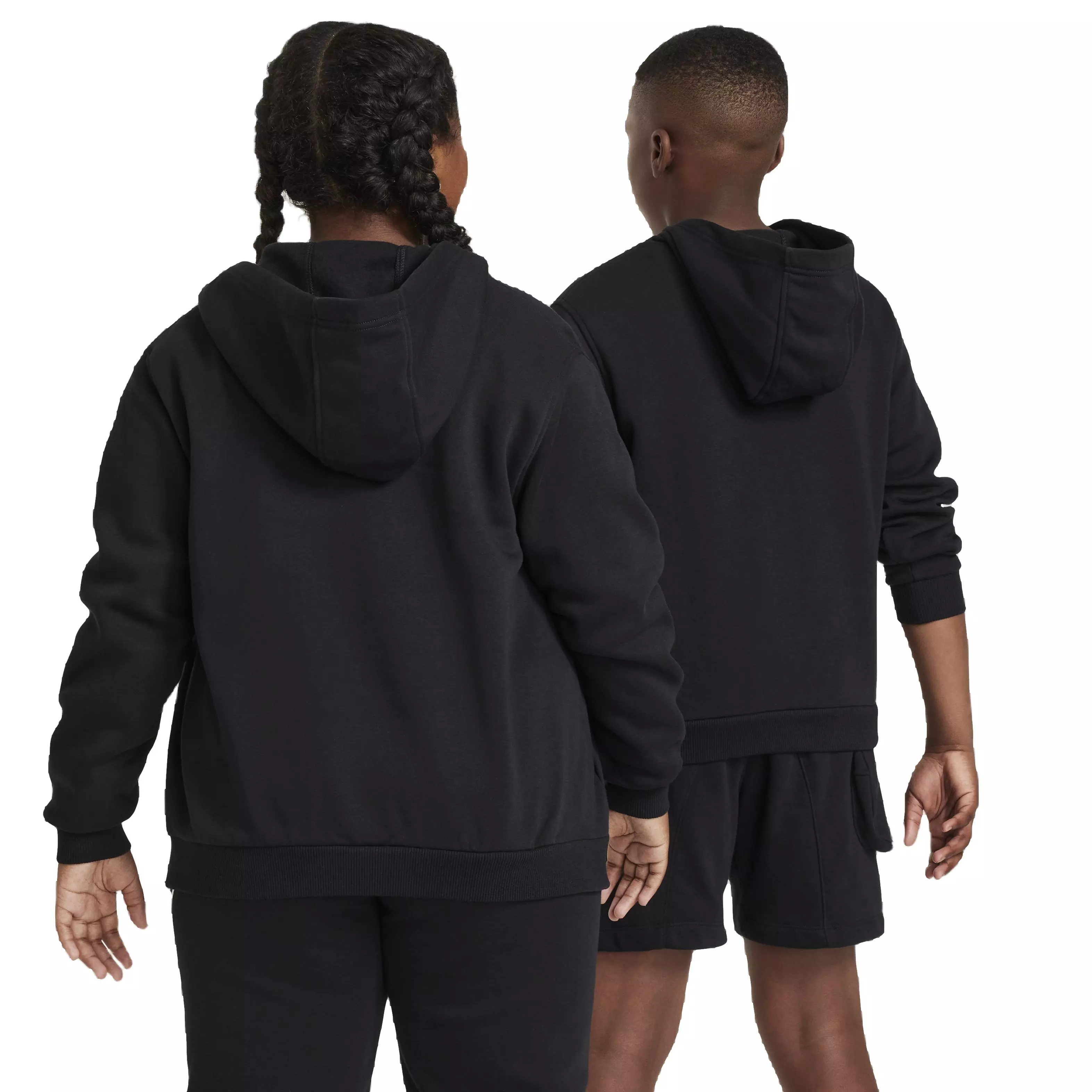 Nike Big Kids' Sportswear Club LBR Fleece Full-Zip LS Jacket -Black - BLACK