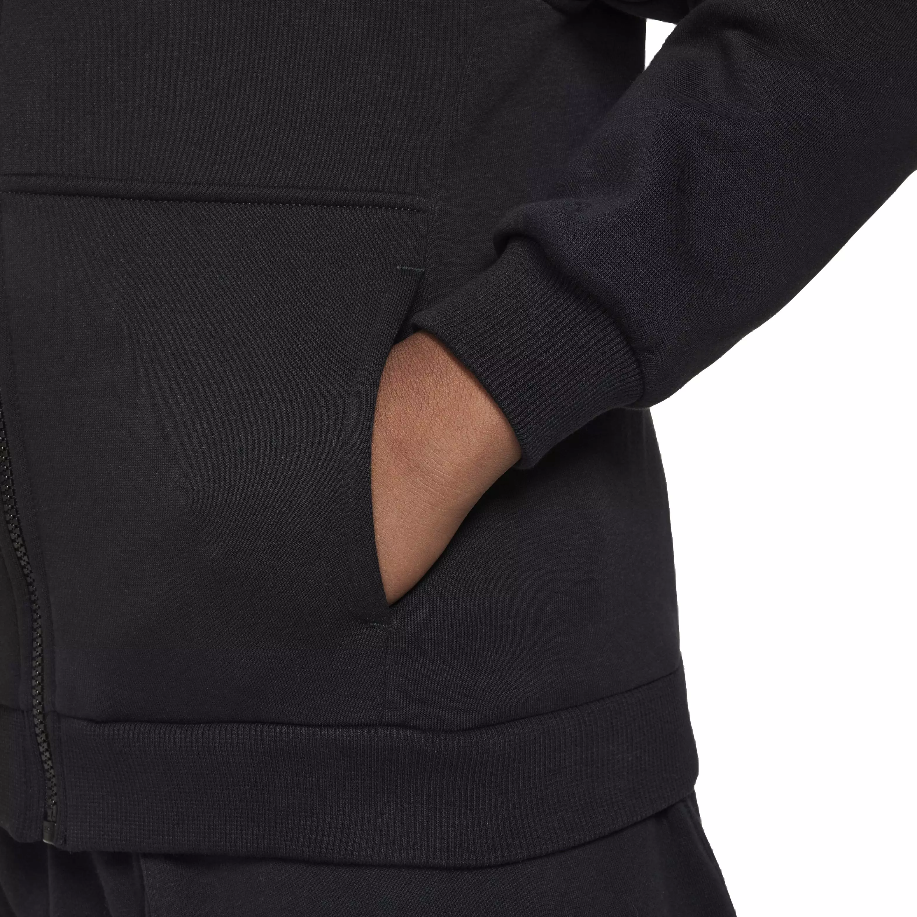 Nike Big Kids' Sportswear Club LBR Fleece Full-Zip LS Jacket -Black - BLACK