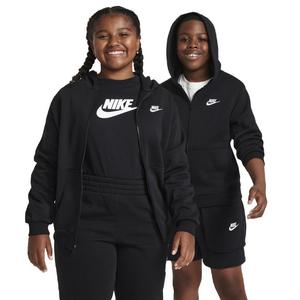 Nike Big Kids' Sportswear Club LBR Fleece Full-Zip LS Jacket -Black