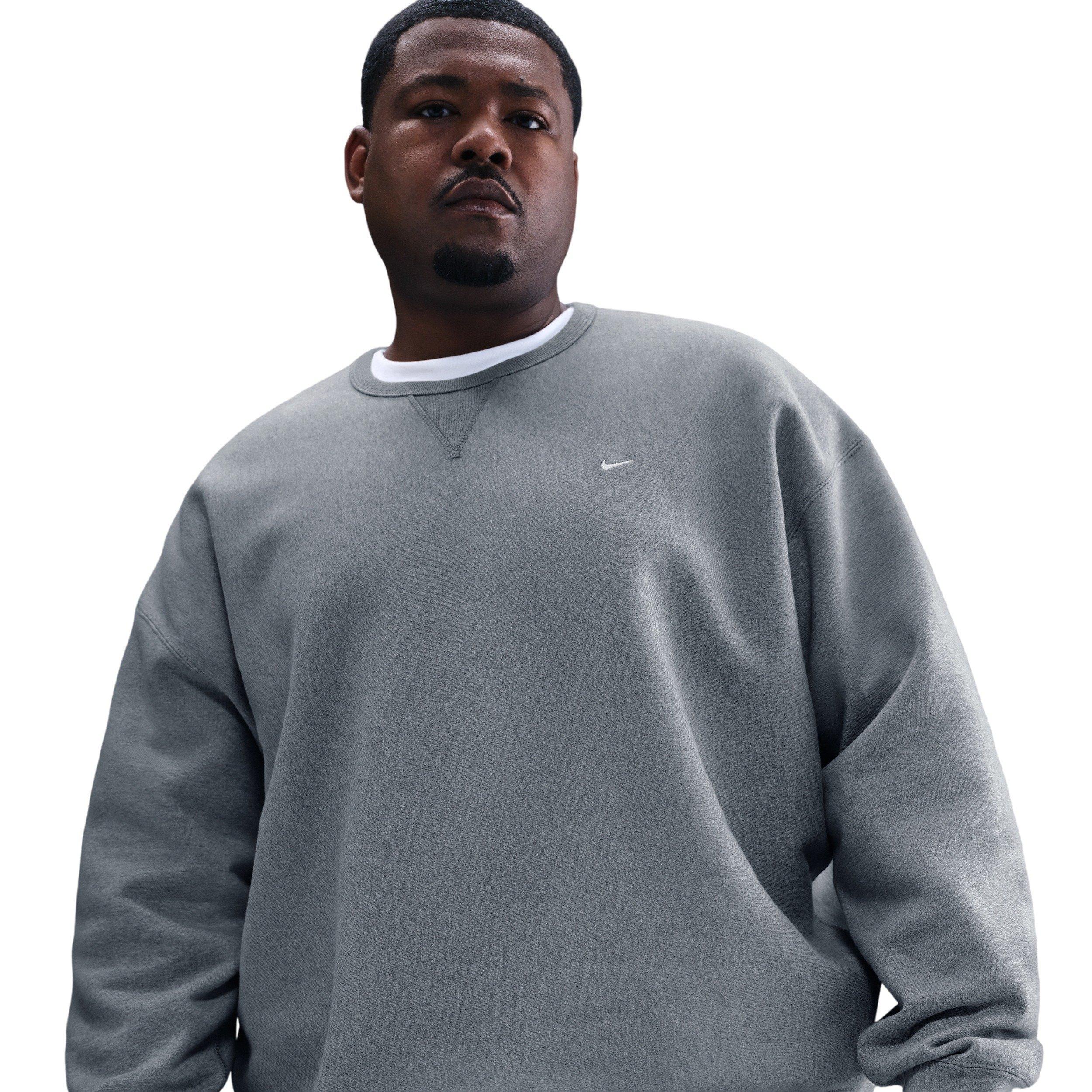 Nike Men's Solo Swoosh BB Fleece Crew - GREY Thumbnail View 6