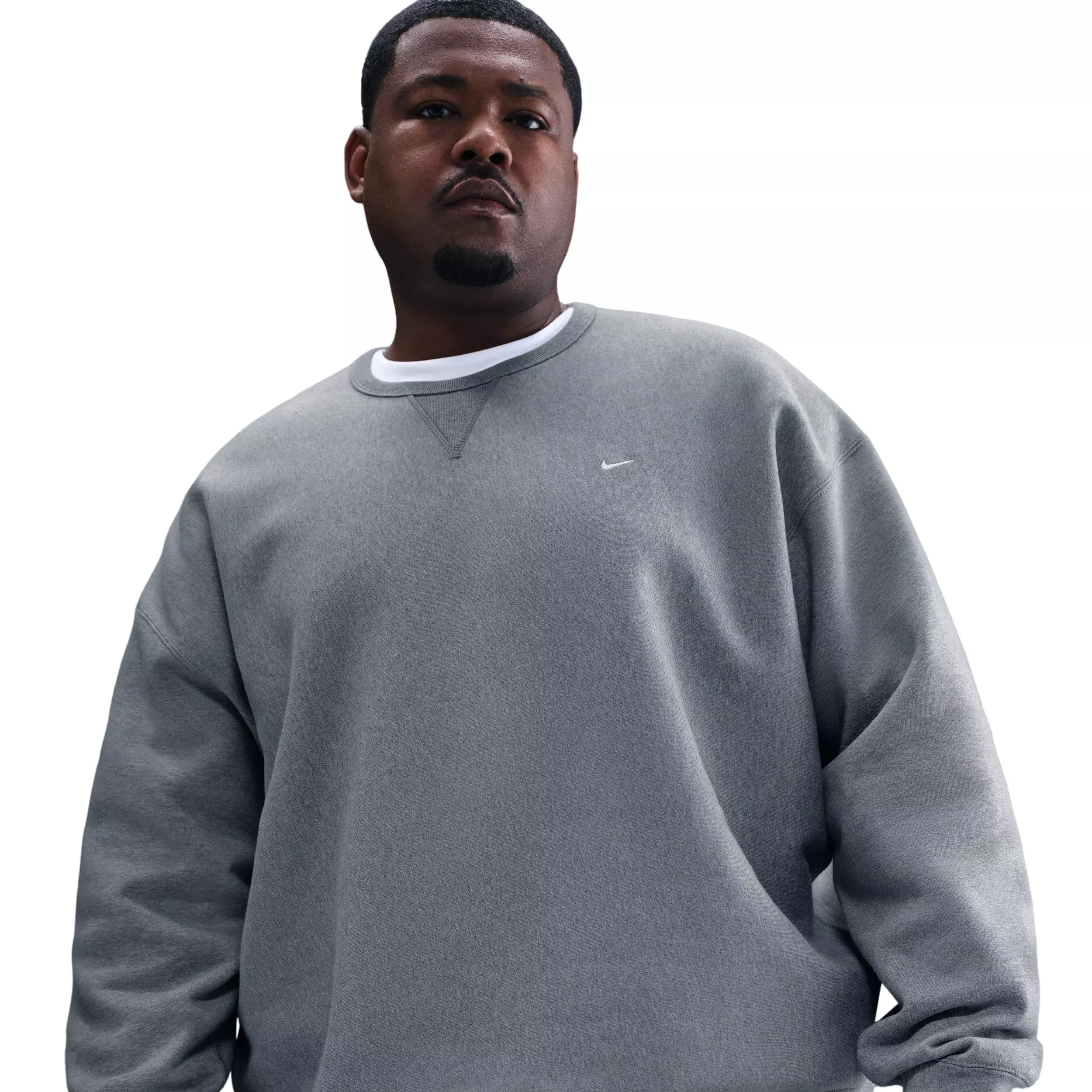 Nike Men's Solo Swoosh BB Fleece Crew - GREY