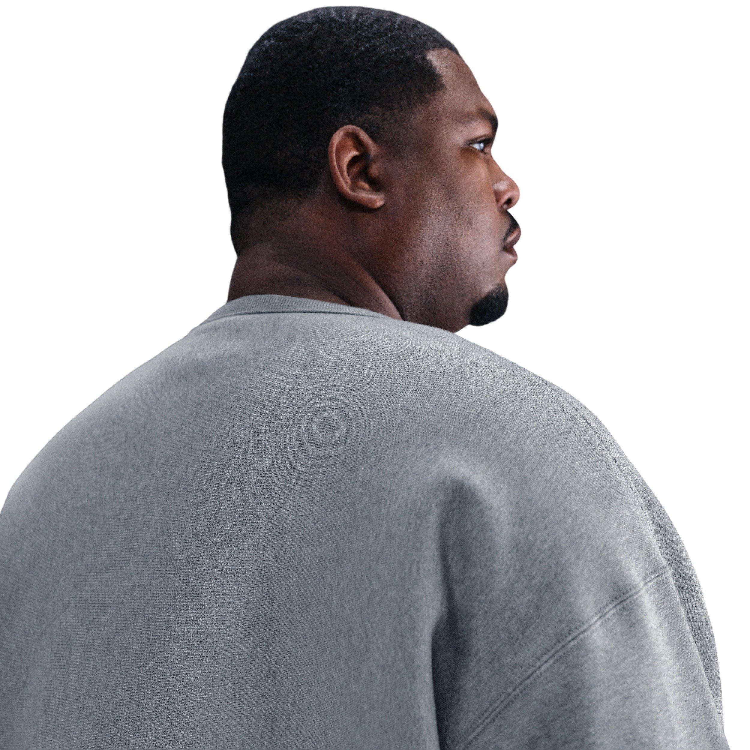 Nike Men's Solo Swoosh BB Fleece Crew - GREY Thumbnail View 7