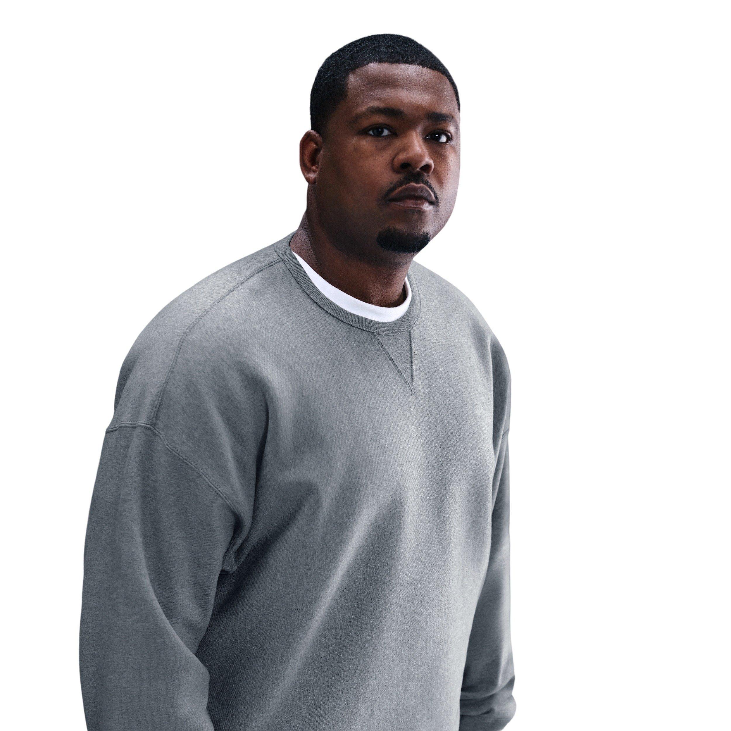 Nike Men's Solo Swoosh BB Fleece Crew - GREY Thumbnail View 8