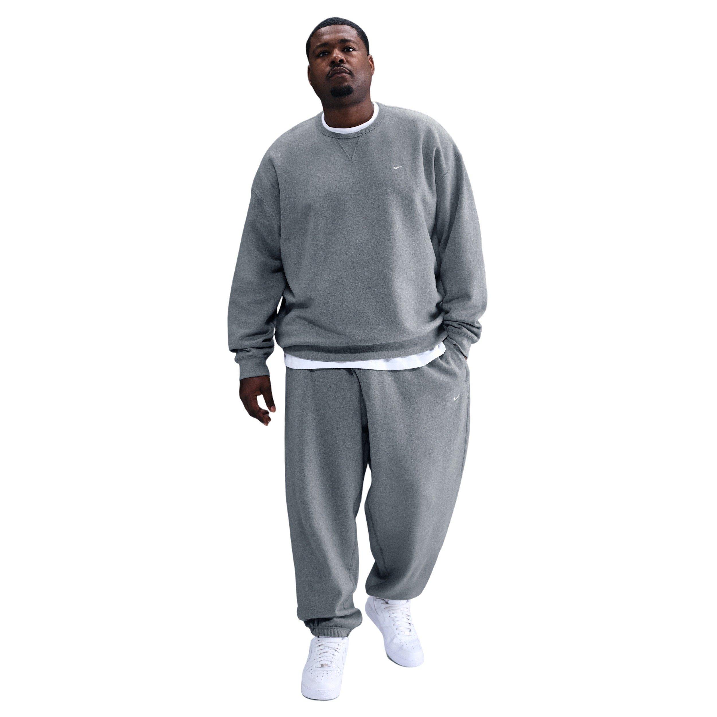 Nike Men's Solo Swoosh BB Fleece Crew - GREY Thumbnail View 9