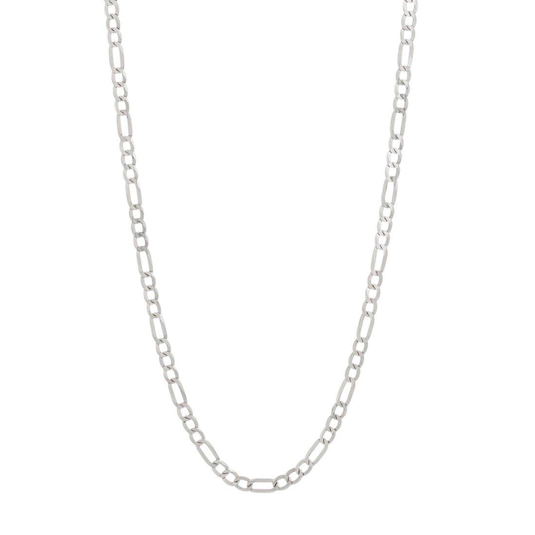 King Ice 8mm Figaro Chain - White Gold - WHITE GOLD