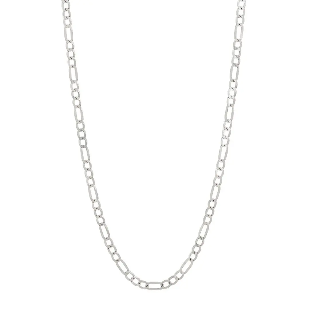 King Ice 8mm Figaro Chain - White Gold - WHITE GOLD