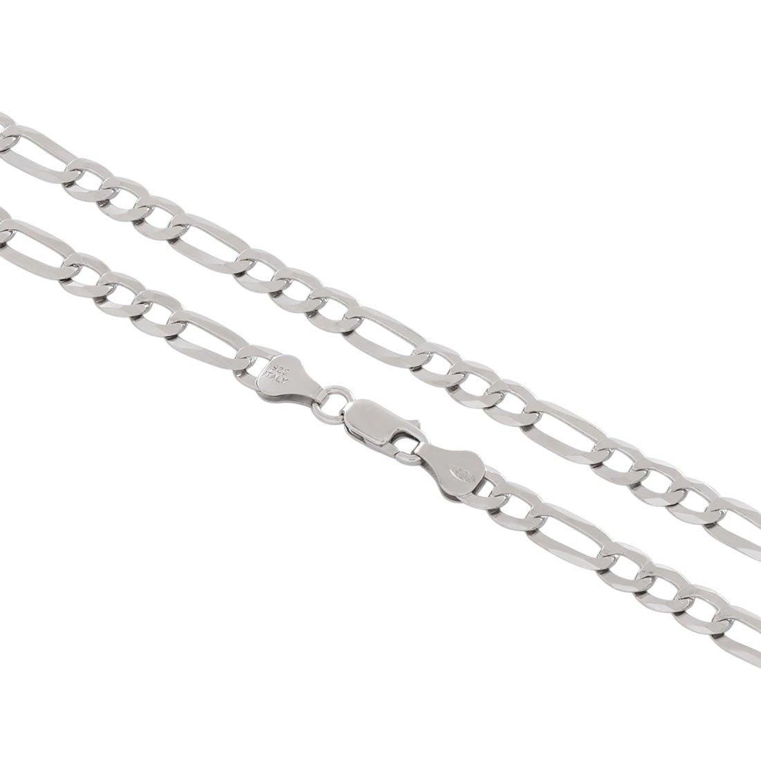 King Ice 8mm Figaro Chain - White Gold - WHITE GOLD