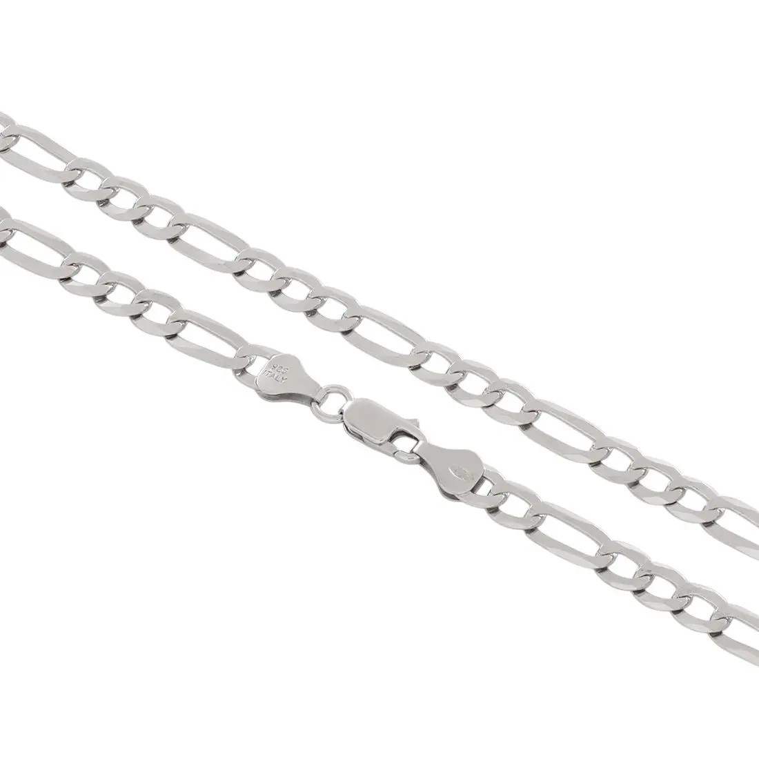 King Ice 8mm Figaro Chain - White Gold - WHITE GOLD