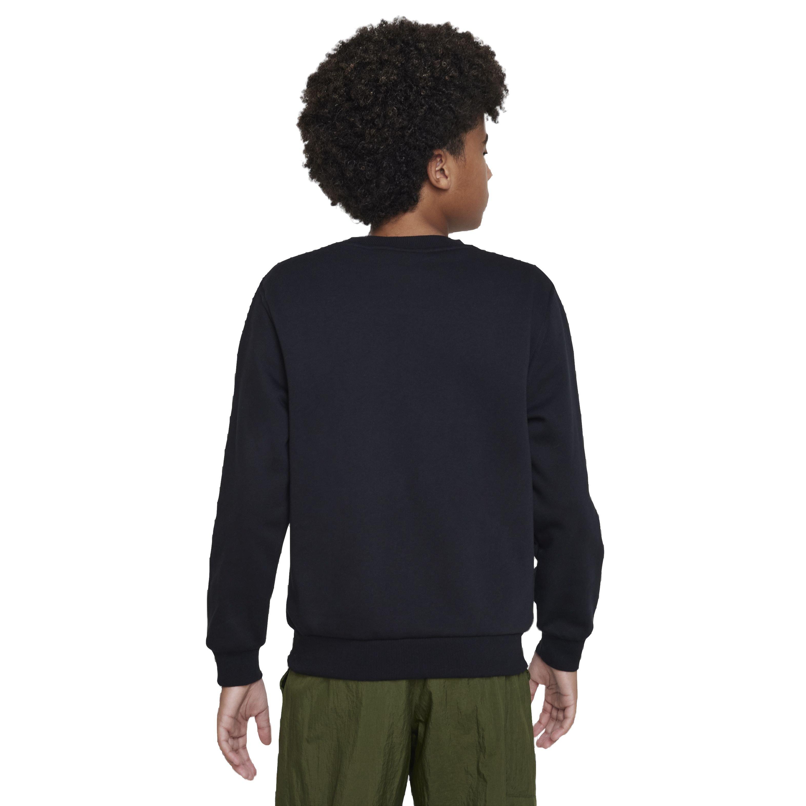 Nike Big Kids' Sportswear Club Fleece LBR Crew LS Sweatshirt - Black - BLACK Thumbnail View 2