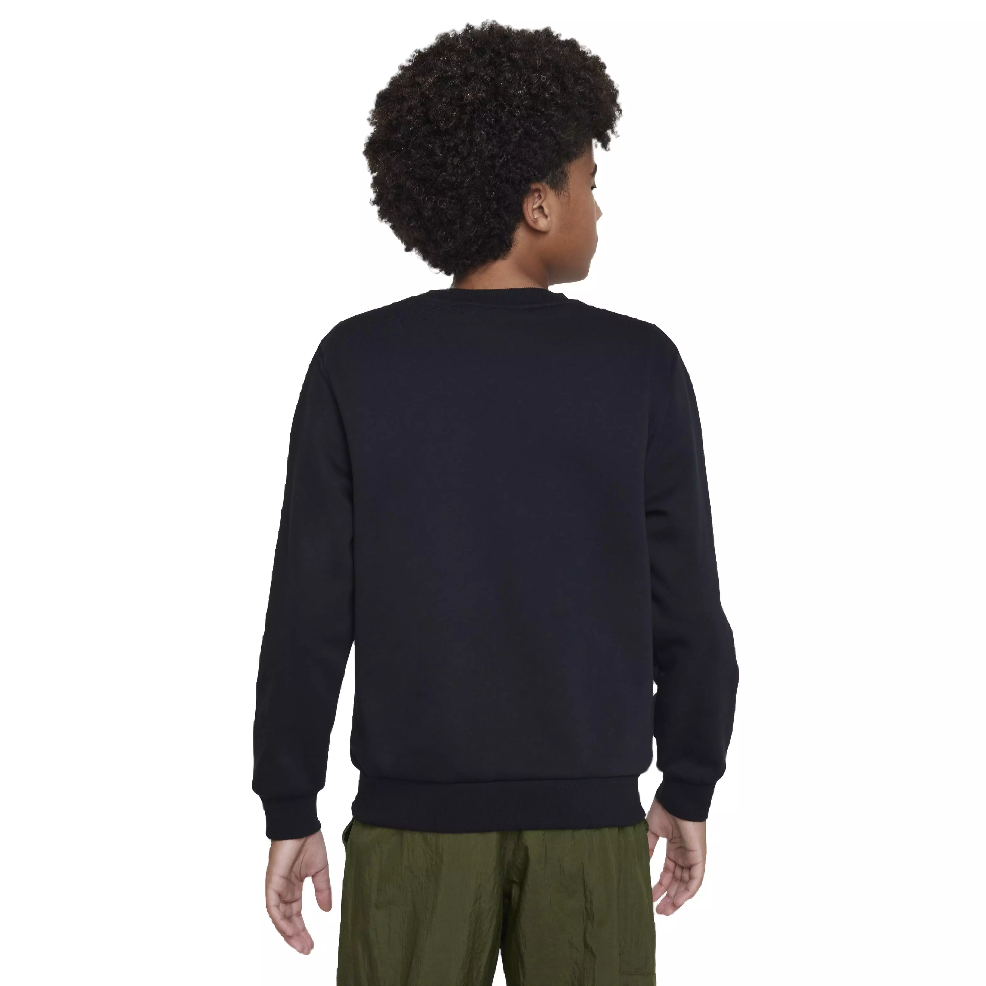 Nike Big Kids' Sportswear Club Fleece LBR Crew LS Sweatshirt -Black