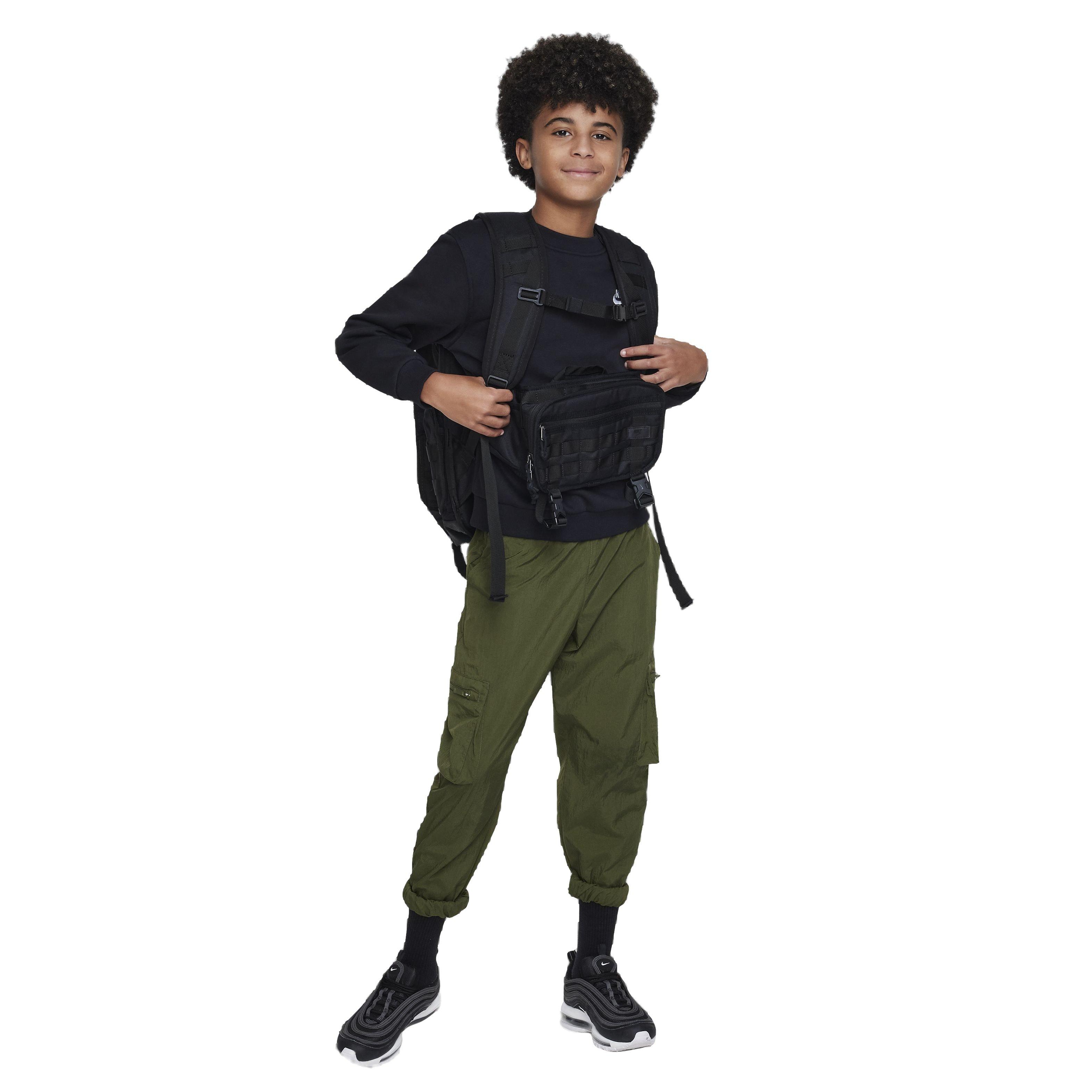 Nike Big Kids' Sportswear Club Fleece LBR Crew LS Sweatshirt - Black - BLACK Thumbnail View 4