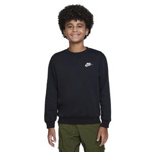 Nike Big Kids' Sportswear Club Fleece LBR Crew LS Sweatshirt -Black