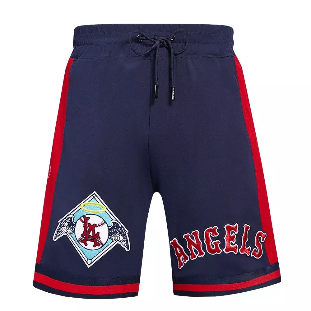 Pro Standard Men's MLB Los Angeles Angels Retro Classic Double-Knit 2.0 Shorts -Navy/Red - NAVY/RED